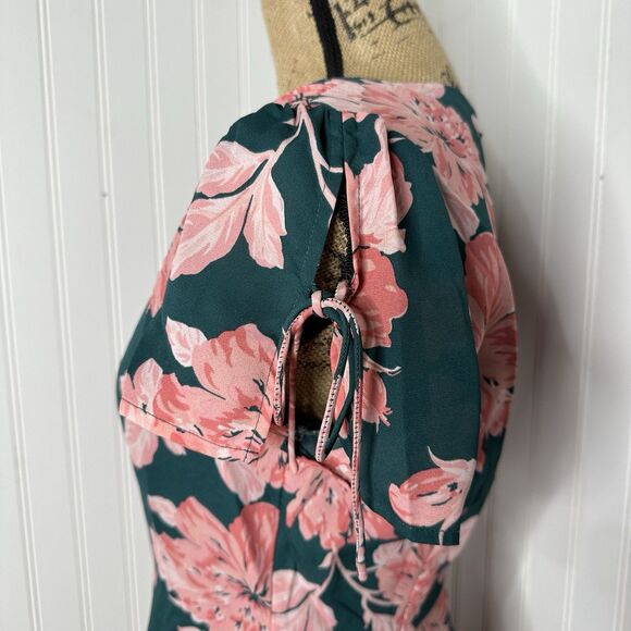 J Crew Mercantile Dress Womens Sz 4 Floral Green Tie Sleeve Garden Party Spring - Picture 3 of 16
